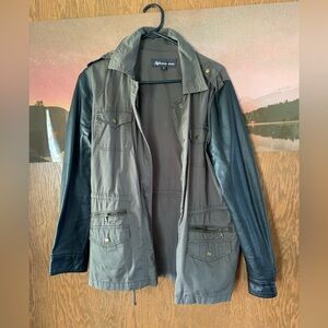 Reitmans Lightweight Faux Leather and Military Green Jacket EUC